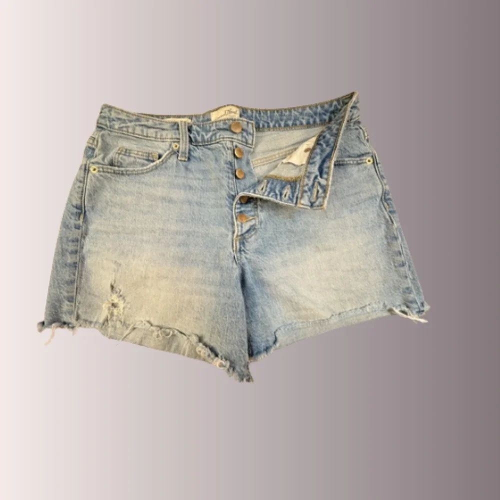 Universal Thread Jean Shorts Women Blue Buttonfly Distressed Light Wash 8/29R
